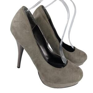 MOSSIMO! TAUPE BROWN/TAN VEGAN SUEDE MICROFIBER PLATFORM STILETTO HEELS! SZ 8.5M